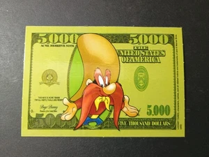 Vintage Yosemite Sam Looney Tunes 5000 Dollar Bill Vending Sticker VTG 90s - Picture 1 of 3