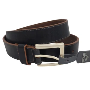 Allen Edmonds Mens 34 Belt Dark Navy Blue Leather PROSPECT AVE 16308 NEW - READ - Picture 1 of 13