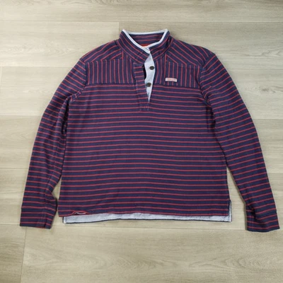 Suéter para mujer Vineyard Vines XL azul rojo rayas 1/4 botón cuello falso algodón Foto 1 de 4