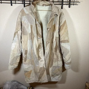 Vintage Trucker Patchwork Leather & Sherpa Jacket XXL 2XL USA Missing Button - Picture 1 of 8