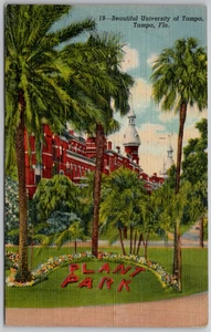 c1948 Tampa Florida University of Tampa Campus Plant Park Linen Postcard Posted - Picture 1 of 2