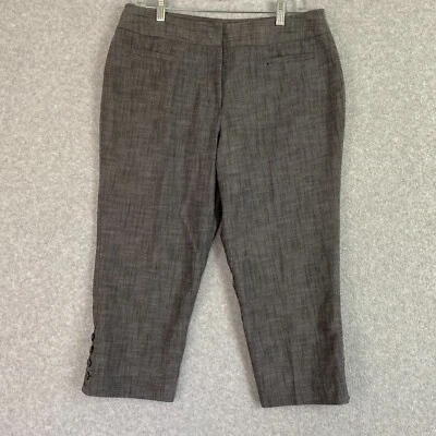 Pantalones de vestir Larry Levine capri para mujer talla 12 gris tiro alto elástico carrera Foto 1 de 4