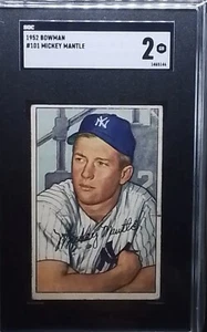 1952 BOWMAN MICKEY MANTLE YANKEES #101 SGC 2 - Picture 1 of 3