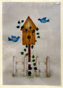 1985 Gladys Grace kleines Vogelhaus Schablone Stoff Holz Theorum Gemälde Vintage 12764 - Bild 1 von 3