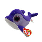 Ty Beanie Boos Flips The Dolphin 8" Plush Toy Stuffed Animal Purple W/ Tags
