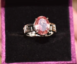 Natural 5.00 ct Pink Padparadscha Sapphire wedding Ring 14K White Gold - Picture 1 of 8