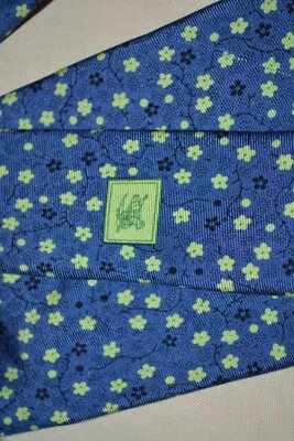 Corbata Burberry London azul estampado floral 100 % seda ITALIA Foto 1 de 4