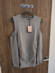 Mamas & Papas Maternity Cold Shoulder Grey Marl Sweatshirt With Zips UK 10 - Picture 1 of 6