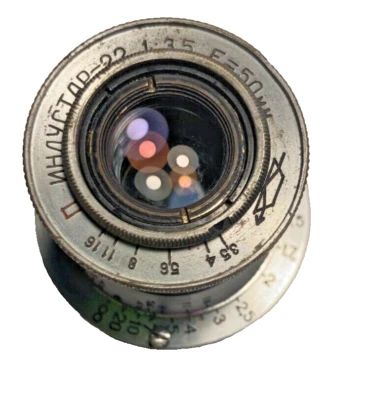 Industar 22 lens Red P 3,5 50mm Rangefinder Collapsible M39 Leica L39 Vintage - Image 1 of 4