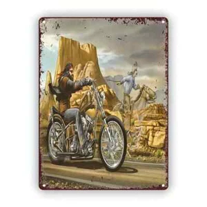 Ghostrider Motorcycle Art 8x12 Distressed Metal Sign - Picture 1 of 1
