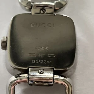 GUCCI G WATCH LADIES DIAMOND BLACK DIAL SILVER BRACELET WATCH IN BOX 125.5 - Picture 1 of 10