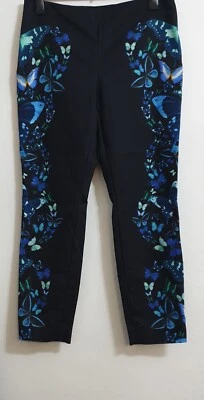 TED BAKER Rorio Butterfly Print Collective  Black Cigarette Trousers  Size 4 - Image 1 of 4
