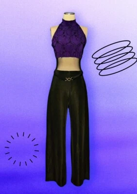 Mono mameluco ASHLEE negro púrpura COLORBLOCK ESTAMPADO malla para mujer talla 10 Foto 1 de 4