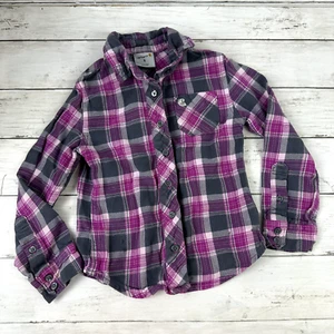 Carhartt long Sleeve flannel shirt Girls size 5 purple plaid - Picture 1 of 6