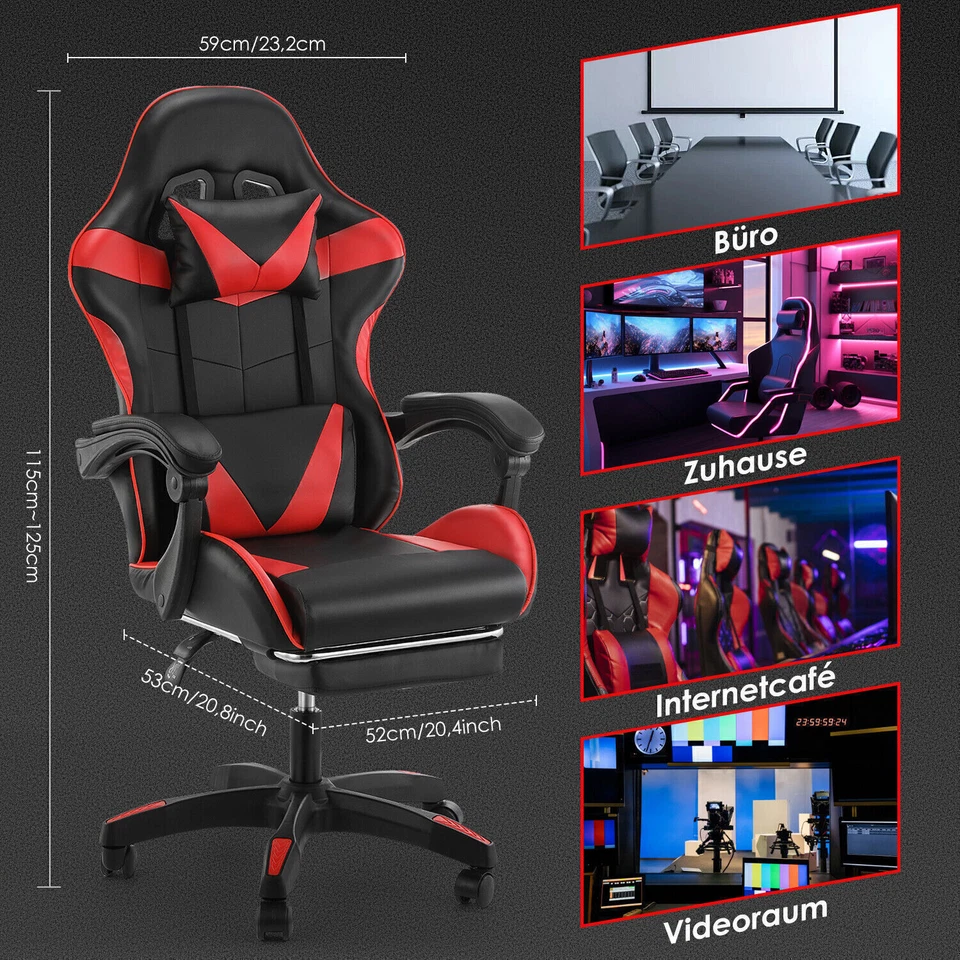 OYAJIA Gaming Stuhl Gamer Stuhl Racing Stuhl mit Fußstütze Ergonomischer Zocker Vuchdwr