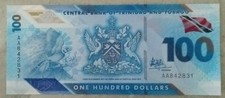 Trinidad & Tobago $100 Dollars Polymer Banknote 2019 Series UNC- SERIAL AA RARE