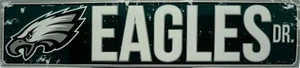 PHILADELPHIA EAGLES STREET METAL 24 X 5.5" SIGN DRIVE NFL ROAD AVE DISTRESSED - Picture 1 of 5