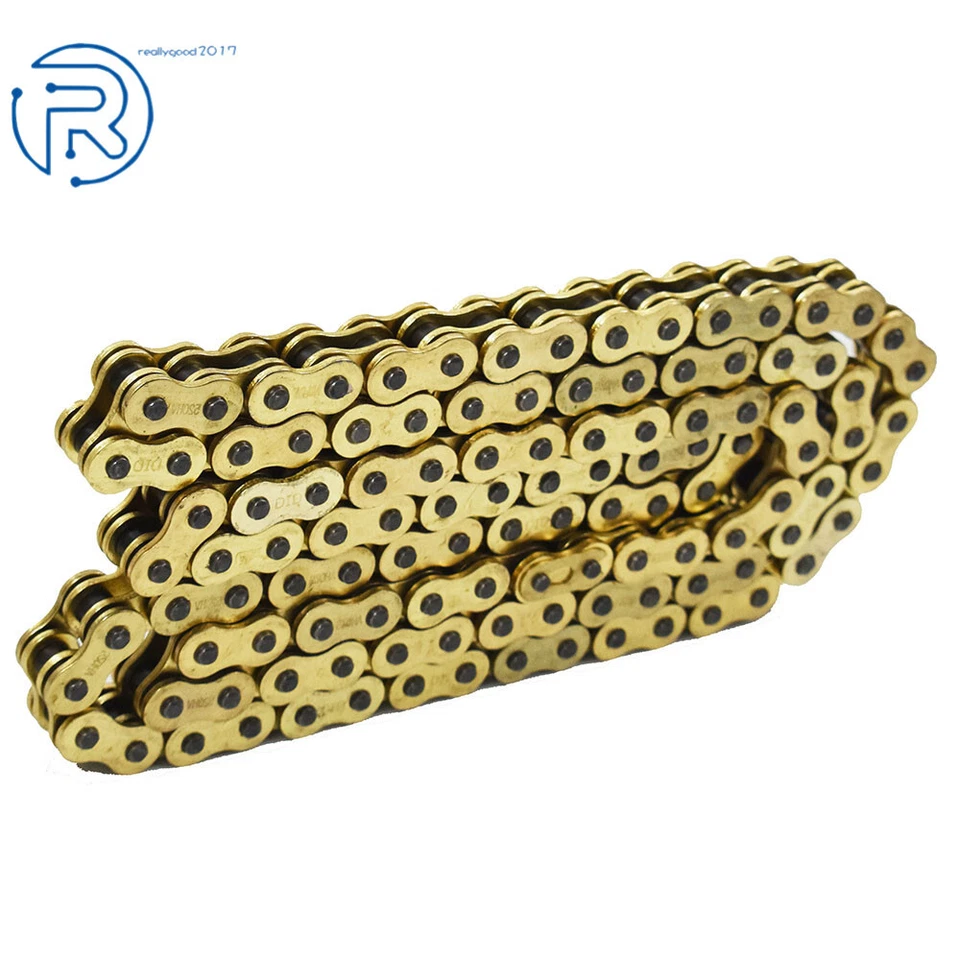 Cadena de transmisión color dorado 520 x114 ATV moto 520 paso 114 eslabones con junta tórica Foto 1 de 4