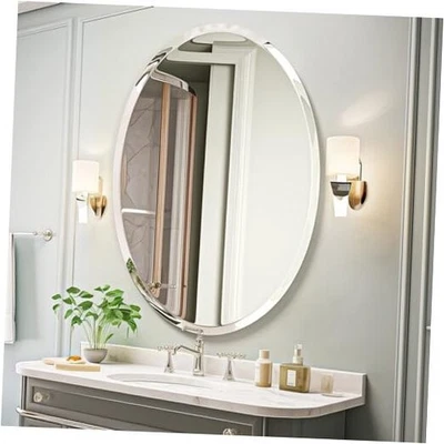  Bathroom Mirror for Over Sink, 24x36 Inch Frameless Mirror, 36"L x 24"W Oval - Image 1 of 4