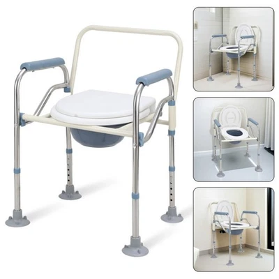 Toilettenstuhl Faltbar Senior Duschsitz inkl. Eimer Höhenverstellbar Nachtstuhl - Bild 1 von 4