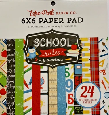Scrapbook Paper 6x6 Echo Park SCHOOL RULES Double Sided Paper 24 Sheets - Image 1 of 3