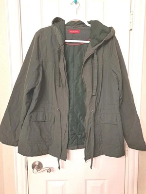 Женская маленькая куртка Merona с капюшоном длинным рукавом на молнии цвет коричневый размер 10 - Изображение 1 из 4