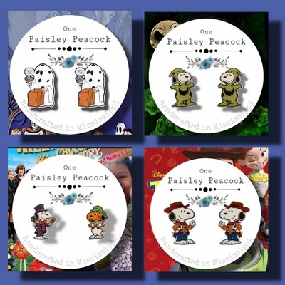 Aretes hechos a mano Beagle perro dibujos animados disfraces de Halloween inspirados en Snoopy Foto 1 de 4