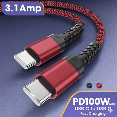 USB C to USB C Cable 3A Fast Charger Samsung Lead For iPhone 15 16 17 Pro Max - Image 1 of 4