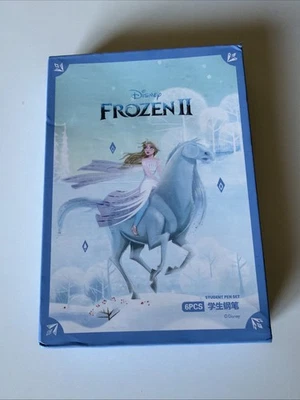 Disney Frozen II 6 Piece Fountain Pen Set Open Box Metal Barrel In Box Olaf Elsa - Image 1 of 4