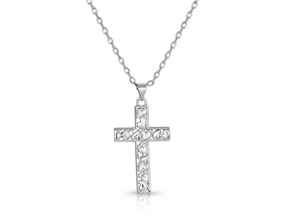Montana Silversmiths Necklace Women Heartfelt Faith Cross 18.5" NC5699 - Image 1 of 1