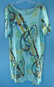 Fresh Produce blau tropisches Blumen Pull Over Midikleid asymmetrischer Saum XL - Bild 1 von 3