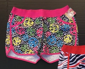 Op Girls XL 14/16 Microfiber Board Shorts w/Pockets ~ Peace Signs on Leopard - Picture 1 of 1