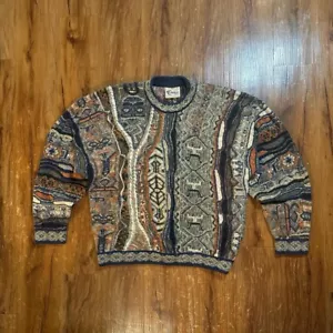 COOGI Classic Australia Authentic Knit Sweater Men Green Medium Linen Cotton - Picture 1 of 8