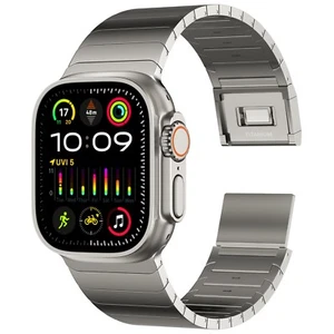 Apple Watch Ultra / Ultra2 Band 49mm, 24mm Wide Titanium Links Magnetic Clasp - Photo 1 sur 7