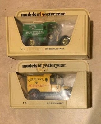 LOT Matchbox Models Yesteryear 1912 Ford Model T Colmans 1910 Renault AG Perrier - Image 1 of 4