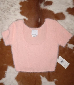 NWT RVCA Murray Sweater SMALL Peach MSRP 55.00 Cropped Scoop Neck - Picture 1 of 3