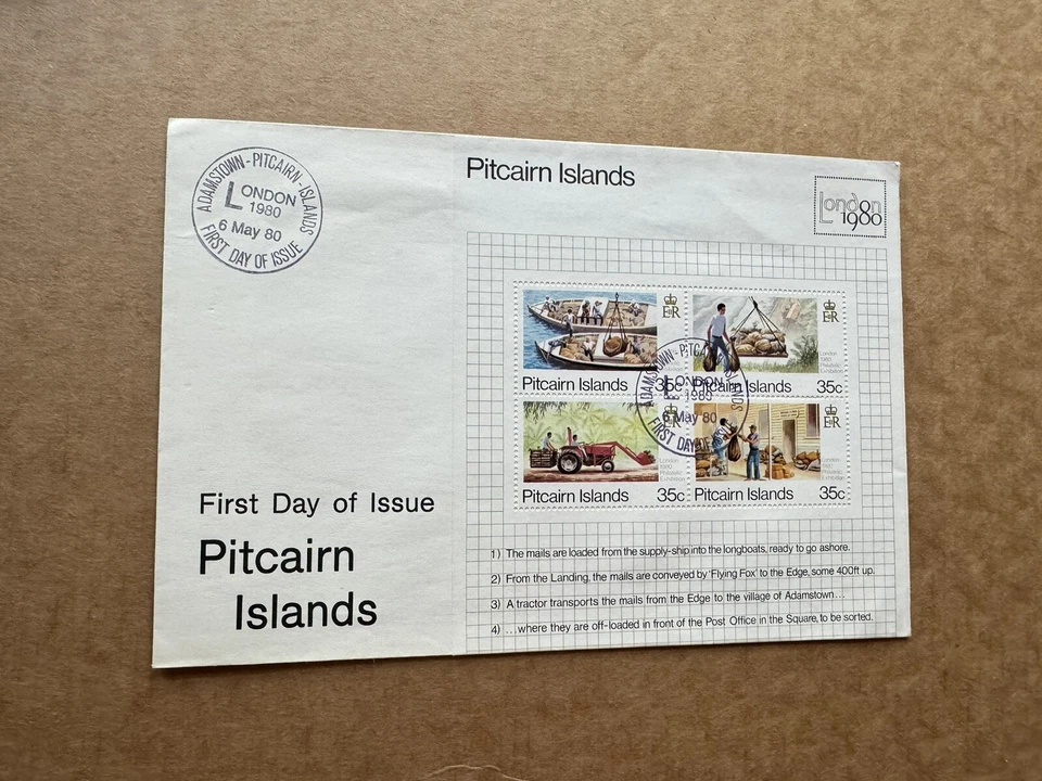 Pitcairn Islands 1980 FDC (56) London Intl Phil Exhibition Sheet #192 +Monograph - Image 1 of 1