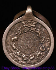 2.4" Rare Old Tibetan Copper Temple 12 Zodiac Year Animal scripture Pendants