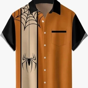 Men's Plus Size Casual Short Sleeve Shirt, Hong Kong Style Digital Print, Adult - Picture 1 of 4