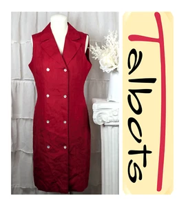 Vestido Vaina Talbots Vintage Rojo Irlandés Lino Sin Mangas Doble Pecho Talla 12 - Imagen 1 de 6