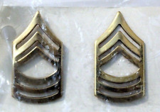 US Army Master Sergeant Shiny Rank Insignia Collar Pins Pair