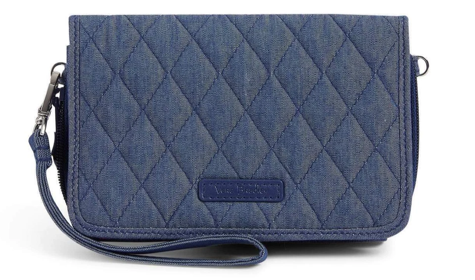 Vera Bradley RFID Denim Moonlight Navy 3 in 1 Crossbody Wallet