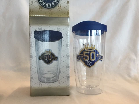 Kansas City Royals MLB Insulated Tumbler Cup 16 Oz W/lid 50th Season New in Box Cover