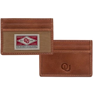 Oklahoma Sooners BROWN LEATHER Slim Wallet New in Box by Jack Mason $55.00 - Picture 1 of 3