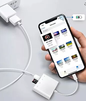 Camera Connection Kit Compatible iPhone iPad iPod SD T-Flash Card Reader Adapter - Image 1 of 4