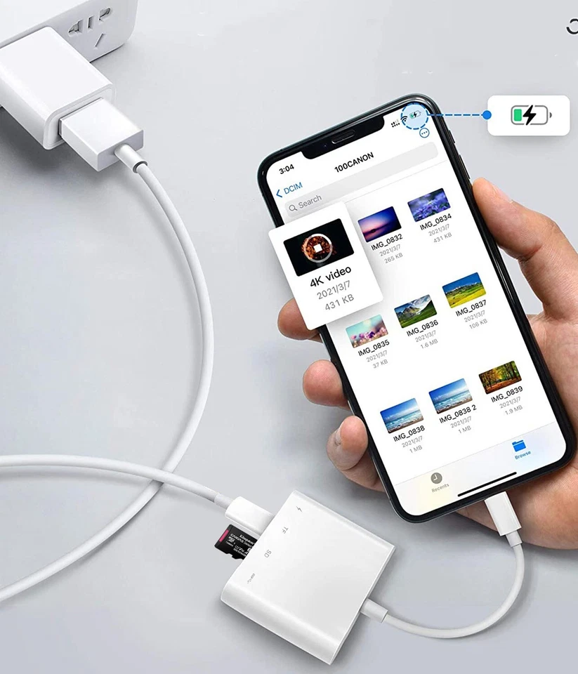 Camera Connection Kit Compatible iPhone iPad iPod SD T-Flash Card Reader Adapter - Image 1 of 4