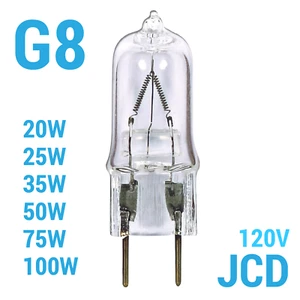 G8 2-Pin Bi-Pin 120V Clear T4 JCD Type Dimmable Bulb 20W 25W 35W 50W 75W 100W - Picture 1 of 3