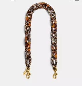 Coach Short Chain Strap With Recycled Resin CA836 Brass / Tortoise Multi Color - Picture 1 of 4