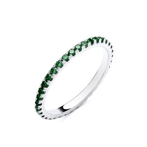 Sterling Silver 925 simulated Emerald Full Eternity Stacker Band Ring size K-S - Picture 1 of 6
