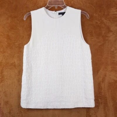 ALEXANDER WANG Top Womens Size 4 Cream Sleeveless Embroidered 100% Silk Lined - Image 1 of 4
